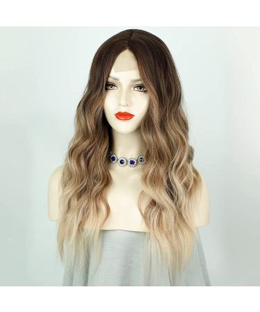 Natural Ombre Brown Wavy Wig for Women - Heat Resistant Synthetic Curly Hair - Buy Online on GoSupps.com