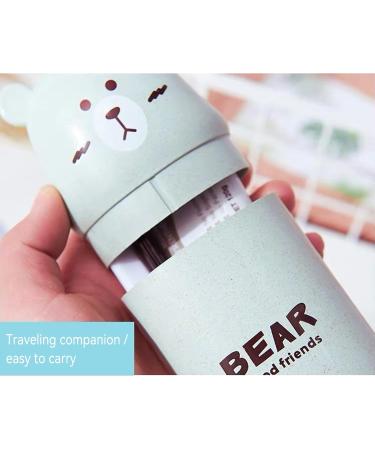 Dbaily Kids Toothbrush Set - 3 Travel Toothbrushes & Case | Waterproof Bear Design for Camping & School - Pink Green Beige - Buy Online on GoSupps.com