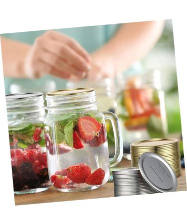 BESTonZON 30Pcs mason jar lids canning jar lid cover sprouting lids caps wide mouth mason jars metal lids fermenting lids jam jar lid glass jars lids tops sealing cap glass bottle Tinplate 7X7X0.2CM Silver - Buy Online on GoSupps.com