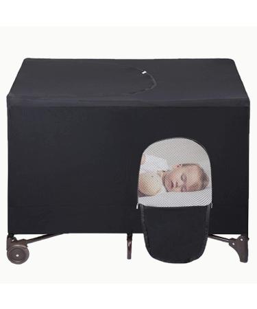LLYWCM Crib Blackout Cover - Pack and Play Travel Crib Canopy - Stretchy Breathable Baby Netting Cover/Tent for Indoor or Outdoor Portable Playard to Sleeping or Play black 1 - Buy Online on GoSupps.com
