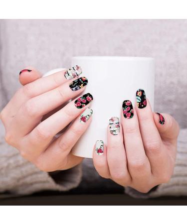 Mwoot 12 Sheets Flower Nail Stickers Maple Leaf Hawaii Full Nail Wraps Nail Polish Strips Stickers Nail Art Adhesive Decoration with Nail File for Women DIY - Buy Online on GoSupps.com