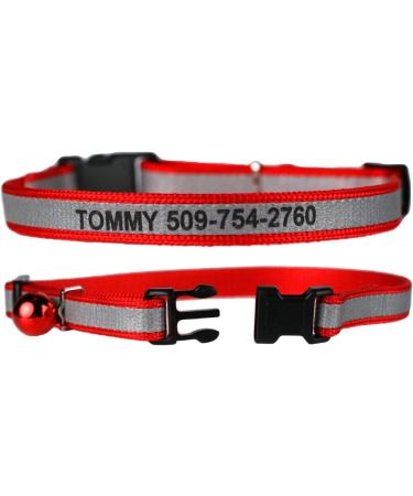 Personalized Reflective Cat Collar | Engraved Custom Collar with Name & Phone | Breakaway Safety Buckle | Adjustable for Cats - Blue - Buy Online on GoSupps.com