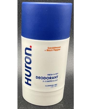 Huron Aluminum-Free Deodorant for Men - Clean & Woody Scent of Sandalwood  Black Pepper  Cedarwood  & Amber - Neutralizes Odor for All-Day Protection - Non-Irritating - 3 Oz Sandalwood + Black Pepper 3 Ounce (Pack of 1)