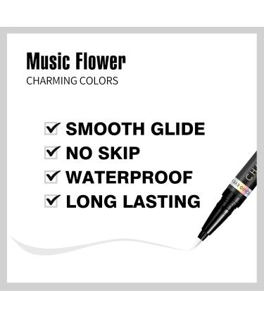 Music Flower Coloured Waterproof Liquid Eyeliner Pencil | Smudge-Proof & Flexible | Multiple Colour Options | Easy Control Pen | White - Buy Online on GoSupps.com