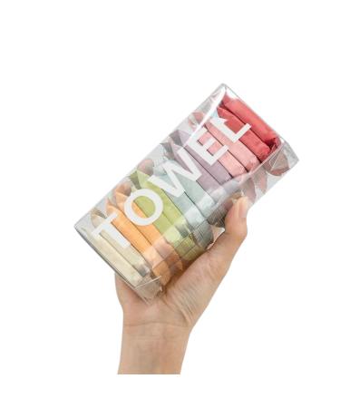 Portable Dopamine Color Packaged Disposable Cotton Compression Towel Packaged in a Box of 7 Colors and 14 Capsules Suitable for Camping Travel and Home Wet Wipes