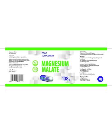 Magnesium Malate 2000mg per serving 180 Vegetable Capsules Tested by a Third Party Laboratory Gluten Free and GMO Free - Buy Online on GoSupps.com