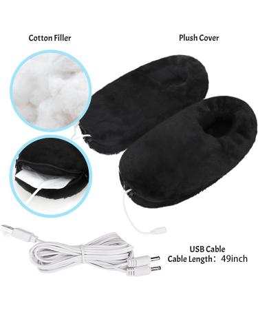 USB Heated Foot Warmers - Plush Electrical Heating Slippers & Boots for Winter | Warm Shoes for Men & Women (Black) - Buy Online on GoSupps.com