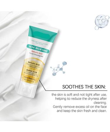 Acne-Fighting Facial Cleanser - Deep Cleanse Hydrate & Control Oil Soothe Skin Non-Tightening Face Wash For Clearer Skin(2PCS) - Buy Online on GoSupps.com