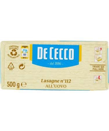 De Cecco Lasagna All'uovo n.112 (500g) - Authentic Italian Pasta for Delicious Homemade Lasagna - Buy Online on GoSupps.com