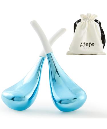 Ice globes facial skin care tools face eyes stainless steel face beauty cryo sticks for girls women cooling massage spa globes with storage box blue
