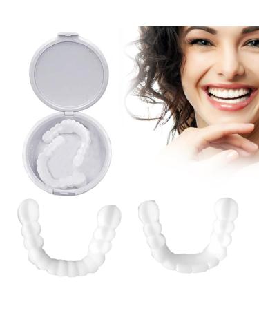 Frenzify 2 Pairs Instant Perfect Smile Dentures Fake Teeth Veneer Top Bottom Whitening Dentures Cosmetic Veneers for Women Men Natural and Comfortable