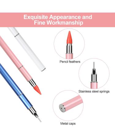 Omsscun 3 Pcs Rhinestone Picker Tool Dual-Ended Rhinestone Pen Rhinestone Applicator Gem Pick up Tool with Wax and Stainless Steel Heads for DIY Nail Art Diamond Painting (White + Pink + Blue) - Buy Online on GoSupps.com