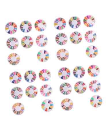 minkissy 32 Boxes Soft Pottery Nail Art Accessories Nail Tech Accessories Cane Accessories Fruit Pattern Nail Art Patches Fruit Embellishments Nail Jewels Boxed 3d Polymer Clay Nail Flakes