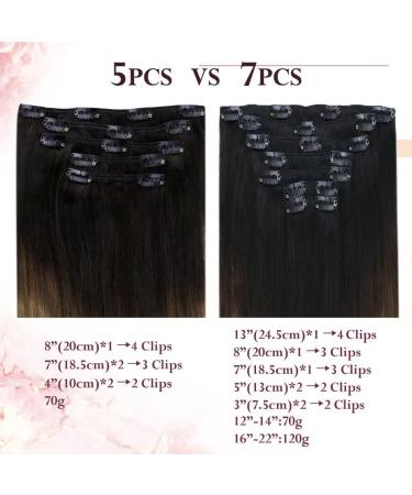 Easyouth Black Ombre Clip in Hair Extensions 14 Inch 70g 7Pcs - Balayage Black to Brown and Blonde Human Hair Clips - Buy Online on GoSupps.com