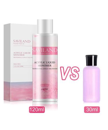 Saviland Acrylic Liquid - 4 OZ | Professional Polymer for Acrylic Nail Extension | Fast Dry, Flexible, Non-Yellowing | MMA Free - Buy Online on GoSupps.com