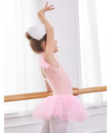 Flypigs Ballet Leotard for Girls | Shiny Sequin Ruffle Sleeve Dance Dress | 3-4T Pink - Buy Online on GoSupps.com
