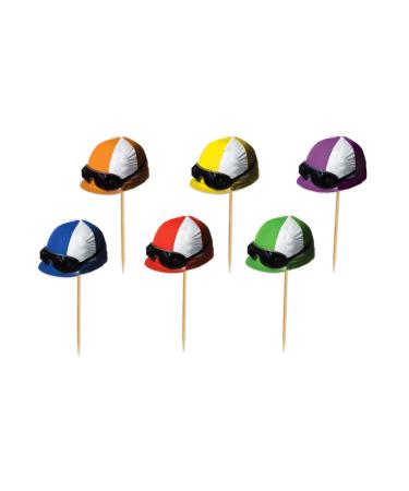 Beistle 60966 Jockey Helmet Food Party Picks 150 Piece Derby Day Decorations Sports Cupcake Toppers Paper Wood Multicolored