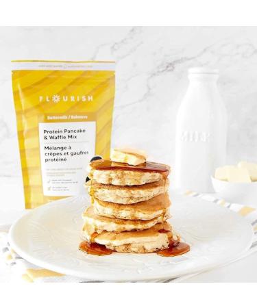 Flourish Protein Pancake & Waffle Mix Whey Protein Isolate & Flax Seeds Non-GMO No Added Sugar Superfood High Protein & Fibre Just Add Water 1 kg (Buttermilk) - Buy Online on GoSupps.com
