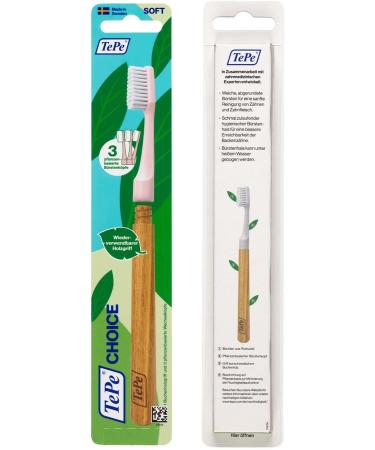 TEPE Choice Soft Toothbrush - 1 Wooden Handle & 3 Brush Heads for Effective Plaque Removal | International Shipping Available - Buy Online on GoSupps.com