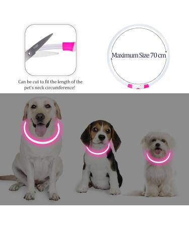 Coolzon LED Light Neck Band Dog Collar - Waterproof & Adjustable - 3 Modes Super Bright for Small to Large Dogs & Cats - Pink - Buy Online on GoSupps.com