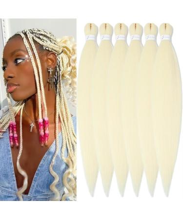YDDM PRE Stretched Braiding Hair Extensions 20 inch 6packs Extensions Kunsthaar Braids Golden Hair Extension Art hair for braid Extension for Braids Jumbo Braids Hair (20 inches 613#) 50.8cm-20 inches (6 Pack) 613#