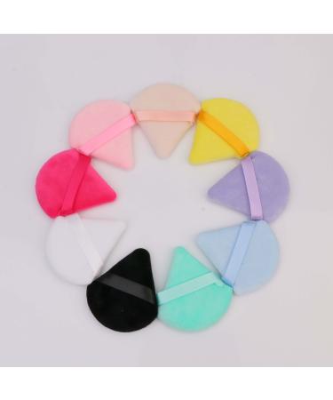 9 PCS Triangle Powder Puff (15 X 10 X 2 Green Purple Black Beige White Yellow Light Pink Blue Hot pink) Portable Triangle makeup puff Under eye puff Triangular powder puff 1 Count (Pack of 9) Green Purple Black Beige White Yellow Light Pink Blue Hot pink