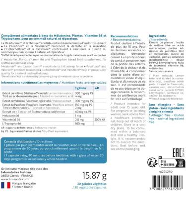 ISN - Somnil - Food supplement - Melatonin plants vit.B6 - Facilitates falling asleep - Improves sleep - 30-day treatment - Buy Online on GoSupps.com