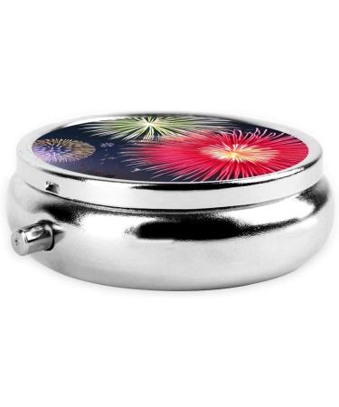 Splendid Fireworks Round Pill Box | 3-Compartment Portable Organizer for Travel & Purse - Buy Online on GoSupps.com