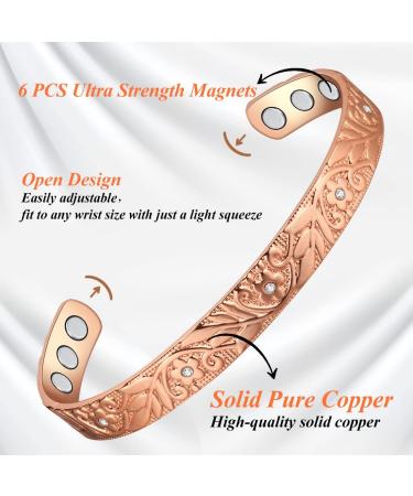 Vicmag Copper Magnetic Bracelet for Women Men | Adjustable Size | 6X Ultra Strength Magnets | 99.99% Solid Pure Copper | Rose Gold Crystal Plum | Gift Box Included - Buy Online on GoSupps.com