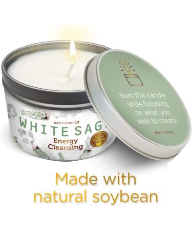 White Sage Smudge Candle for House Energy Cleansing - Natural Soy Wax Tin Candle - Buy Online on GoSupps.com