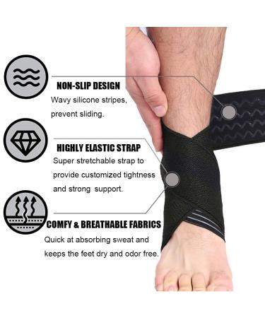 Dualeco Adjustable Ankle Support Brace - 1 Pair for Women/Men/Kids - Compression Strap for Sprained Ankle, Achilles Tendon, Weak Ankles - Black (2 pcs) - Buy Online on GoSupps.com