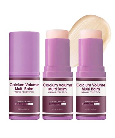Bekoeen 2Pcs Calcium Multi Balm Stick Calcium Volume Multi Balm calcium stick for Wrinkles Hydrating Firming Skin Wrinkle Core Stick for Lip Balm Eye Face Neck