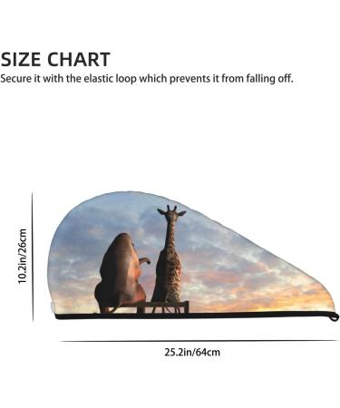 Buy Elephant Giraffe Sunset Microfiber Hair Towel | Soft Super Absorbent Wrap for Women | Quick Dry Coral Velvet for Long Curly & Thick Hair - Buy Online on GoSupps.com