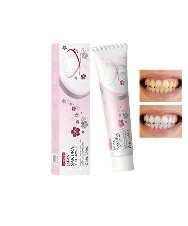 Cherry Blossom Toothpaste for Fresh Breath, Removes Tooth Stains, Bad Odor, Cleaning Whitens Teeth, Mint Toothpaste (85ml)