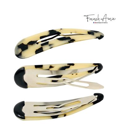 French Amie Clic Clac White Tokyo Large Handmade Celluloid Hair Clips Set - Strong Hold Barrettes for Girls and Women | Handmade in France - Buy Online on GoSupps.com