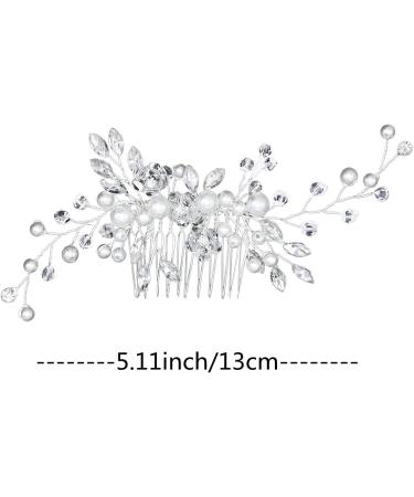 Bridal Flower Side Hair Clips Pearl Flower Hair Piece Wedding Hair Accessories for Brides Bridesmaid Girls Women - Buy Online on GoSupps.com