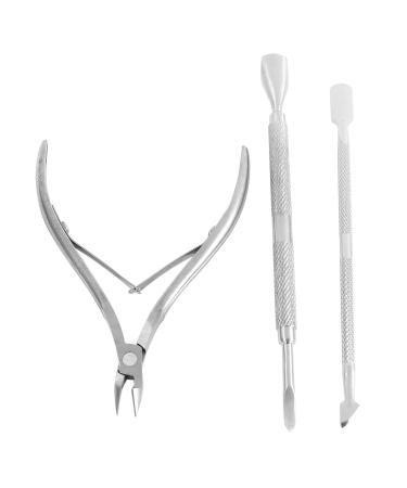 ZHONGHE Nail Cuticle Nipper with Trimmers Pack of 3 Manicure Scraper Tool