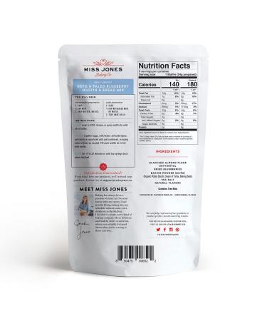 Miss Jones Baking Keto Blueberry Muffin Mix - Gluten Free, Low Carb, No Sugar Added - 10.57 oz - Diabetic, Atkins, WW, and Paleo Friendly - Buy Online on GoSupps.com
