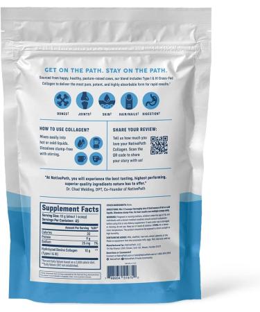 NativePath Collagen Peptides Protein Powder for Skin, Hair, Nails - 15.9 oz (45 Servings) - Buy Online on GoSupps.com