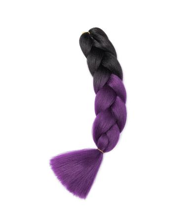 Gairyan Jumbo Braids Extensions - 60cm Ombre Synthetic Hair for Box Crochet Braids (Black & Purple) - 100g Afro Braiding Hair (1 Piece) - Buy Online on GoSupps.com