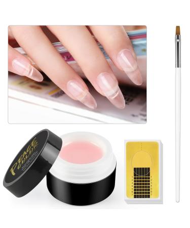 PEACECOLOR 15ml Pink UV Builder Nail Gel for Nail Extension Hard Building Extension Gel Nail Strengthen Nail Forms Brush