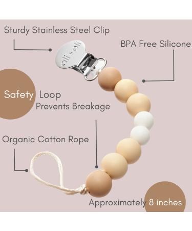 Ali+Oli Silicone Pacifier Clip for Baby (Natural) - 100% Food-Grade BPA Free Infant Binky Holder for Boys and Girls - Buy Online on GoSupps.com
