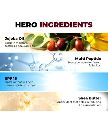 Peptide Lip Balm SPF15 - Vanilla Creme | 24 hr Hydration & Moisturizing Lip Balm for Dark & Pigmented Lips | Sun Protection | Soothes Dry Lips & Repair Moisture Barrier - 15g - Buy Online on GoSupps.com