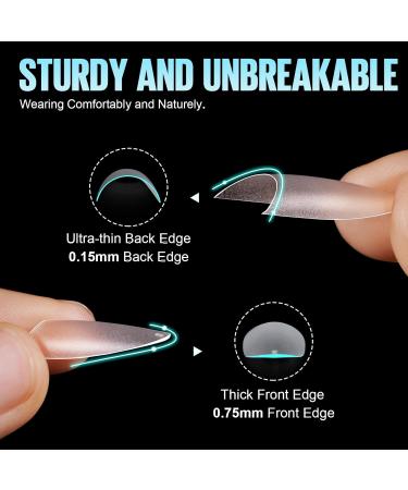 TOMICCA Long Oval French Edge Nail Tips 510pcs - Clear Matte Half Cover False Nails for Acrylic Extensions - 15 Sizes Artificial Nails for Salon Use - Buy Online on GoSupps.com