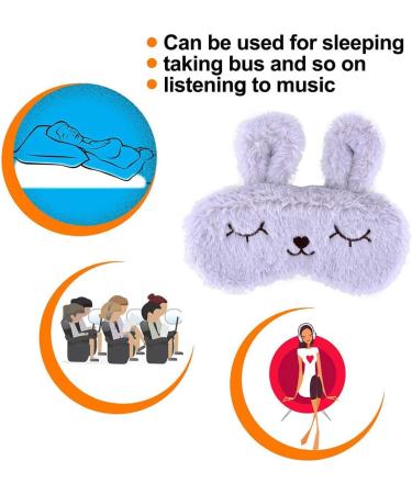 Ulife Mall Cute Bunny Eye Mask for Sleeping and Travel - Soft Plush Fluffy Blindfold Sleep Mask in Grey - Ideal for Kids, Girls, Boys, and Women - Buy Online on GoSupps.com