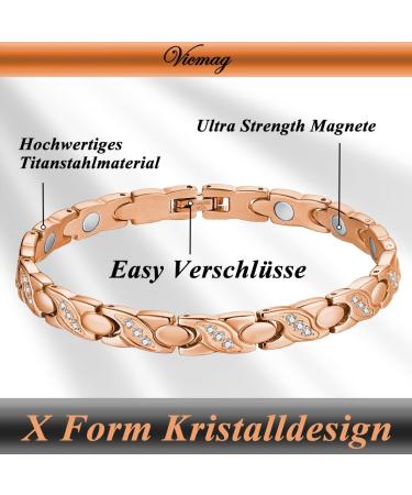 Vicmag Lymphatic Drainage Magnetic Bracelet for Women - Titanstahl Ultrast-Strong Magnets Rose Gold Crystal X Shape Gift Box Included - Buy Online on GoSupps.com