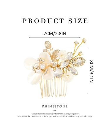 Catery Gold Bridal Hair Comb with Champagne Rhinestones Wedding Headpiece for Women and Girls - Buy Online on GoSupps.com