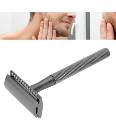 Long Handle Zinc Alloy Safety Razor for Men - Brass Handle Double Edge Razor with Base for Facial Care (Black) | International Shipping Available - Buy Online on GoSupps.com