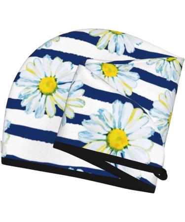 Buy Daisy Striped Nautical Hair Towel Wrap | Quick Drying Towel Turban for Fast Hair Drying - International Shipping - Buy Online on GoSupps.com