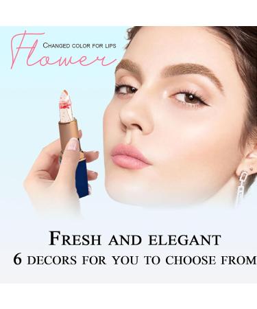 6 PCS pH Color Changing Lipstick - Crystal Flower Jelly Lip Balm for All Skin Tones | Soft Tint & Shimmer Effect (Pink) - Shop Internationally - Buy Online on GoSupps.com